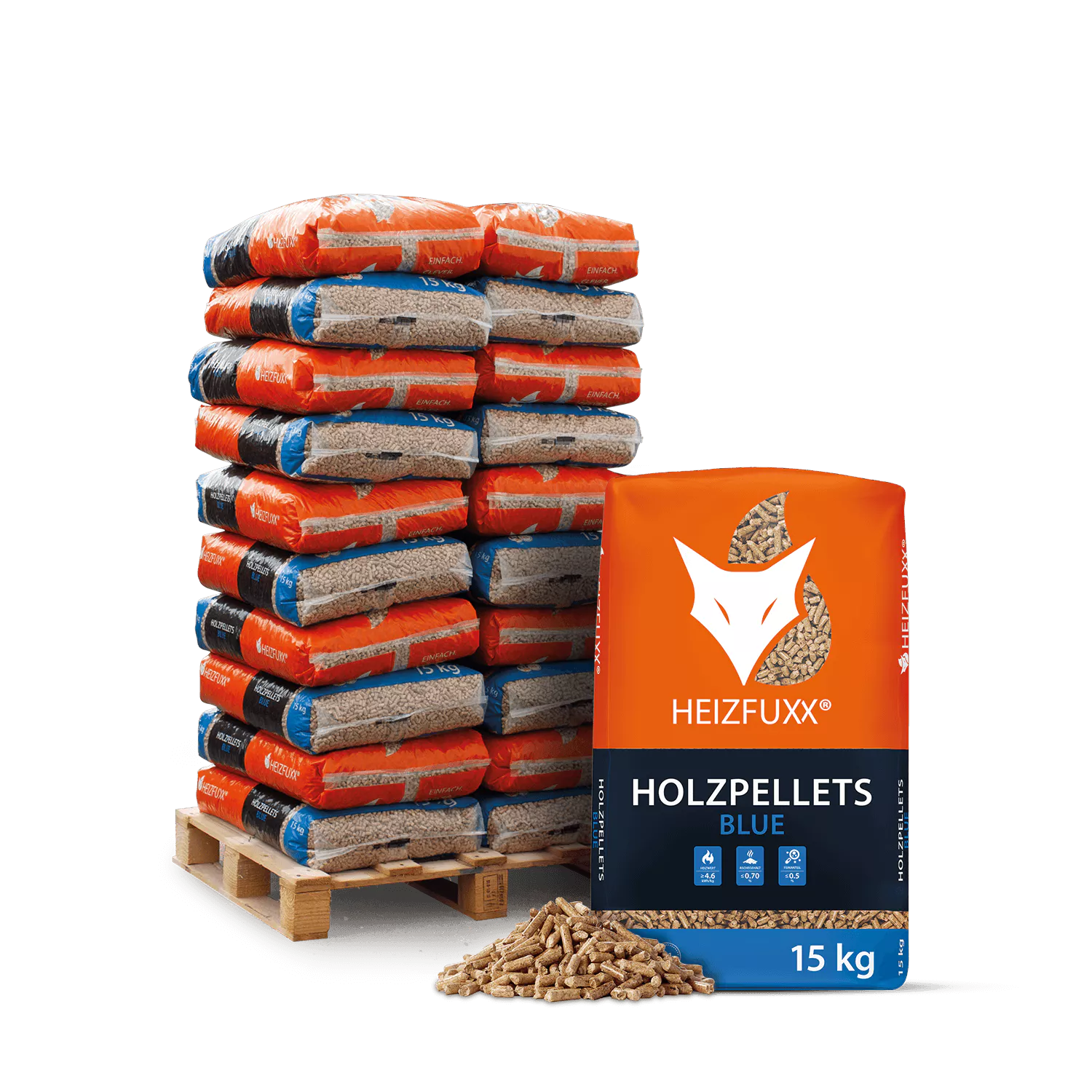 PAX15-Holzpellets-BLUE-12erPalette-Verpackung.webp Holzpellets Blue 20 x 15 kg – Image 1