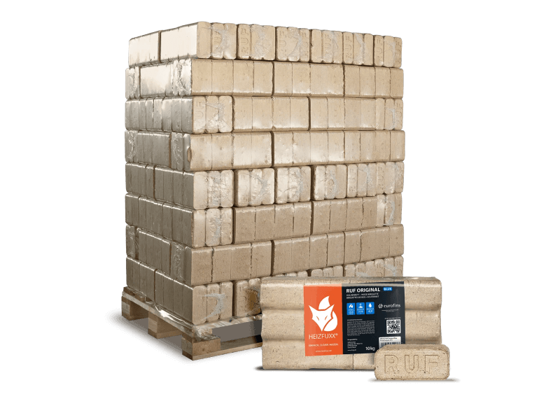 image-37.png Heizfuxx RUF Original Blue Holzbriketts Nadelholz 10kg x 96 Gebinde 960kg Palette – Image 1