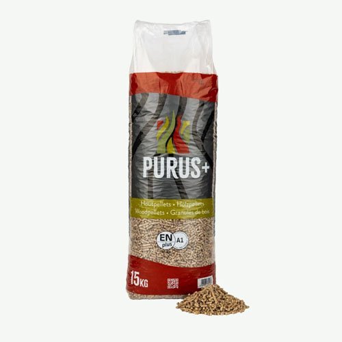 purus-holzpellets-15-kg-sack-100-nadelholz-enplus-a1.jpg Purus+ Holzpellets – 60 × 15 kg Palette (900 kg) – 100 % Nadelholz, ENplus A1 – Image 1